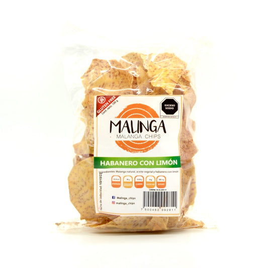 Malanga Chips sabor Habanero con Limon.  Cont. 100 grs