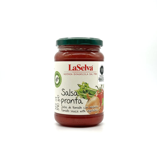 Salsa Pronta Orgánica De Tomate Con Verduras.  Cont.  340 grs