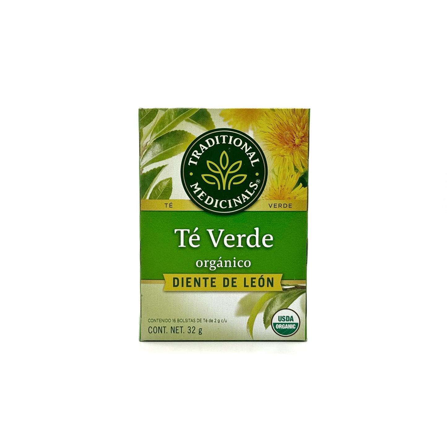 Té Verde Orgánico Con Diente De León.  Cont. 16 sobres