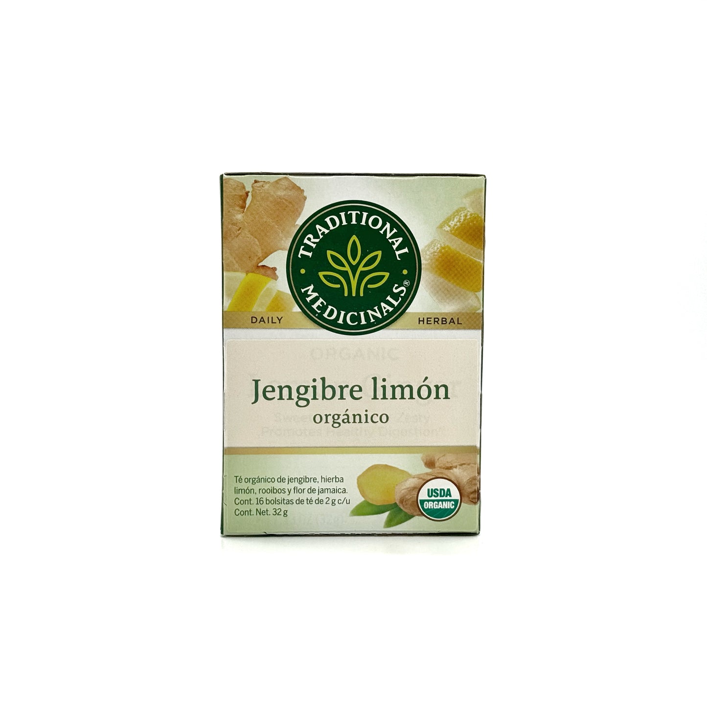 Té Orgánico De Jengibre Con Limón.  Cont. 16 sobres