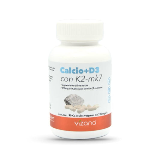 Calcio + D3 con K2 -mk7 - Suplemento Alimenticio 90 cap.